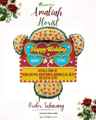 Karangan Papan Bunga Pernikahan di Tobimeita